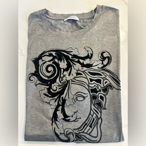 Versace collection men’s T-shirt gray with black velvet Medusa XXXL